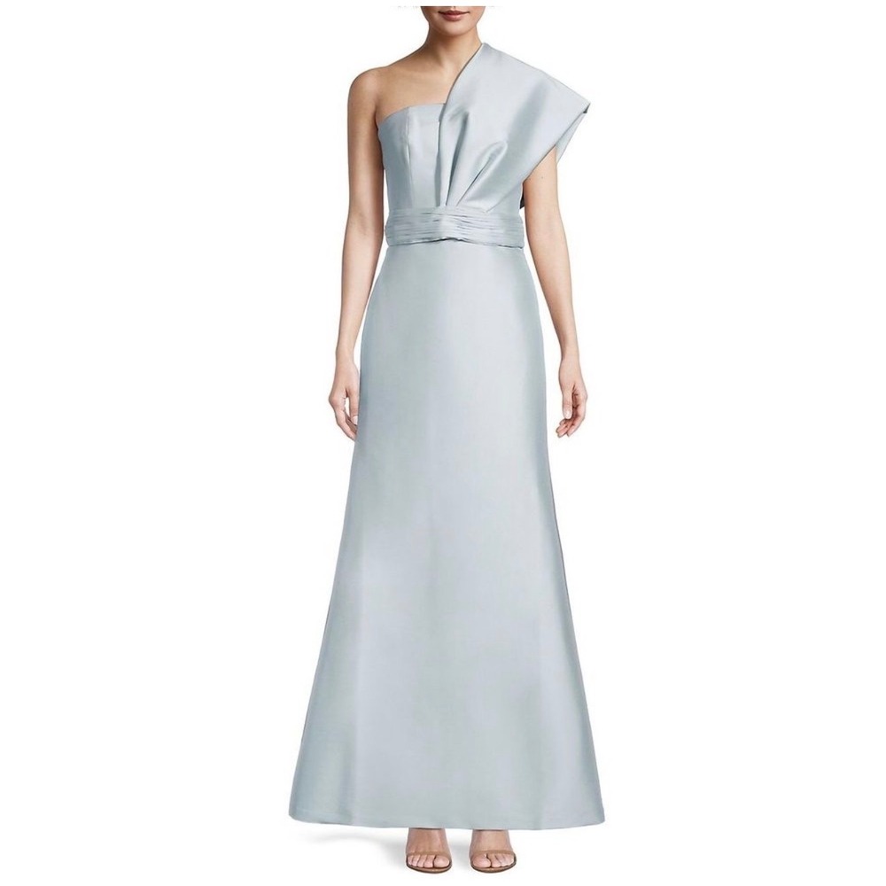Sachin & Babi Hannah One Shoulder Gown Ash Blue Size 12 NWT $895